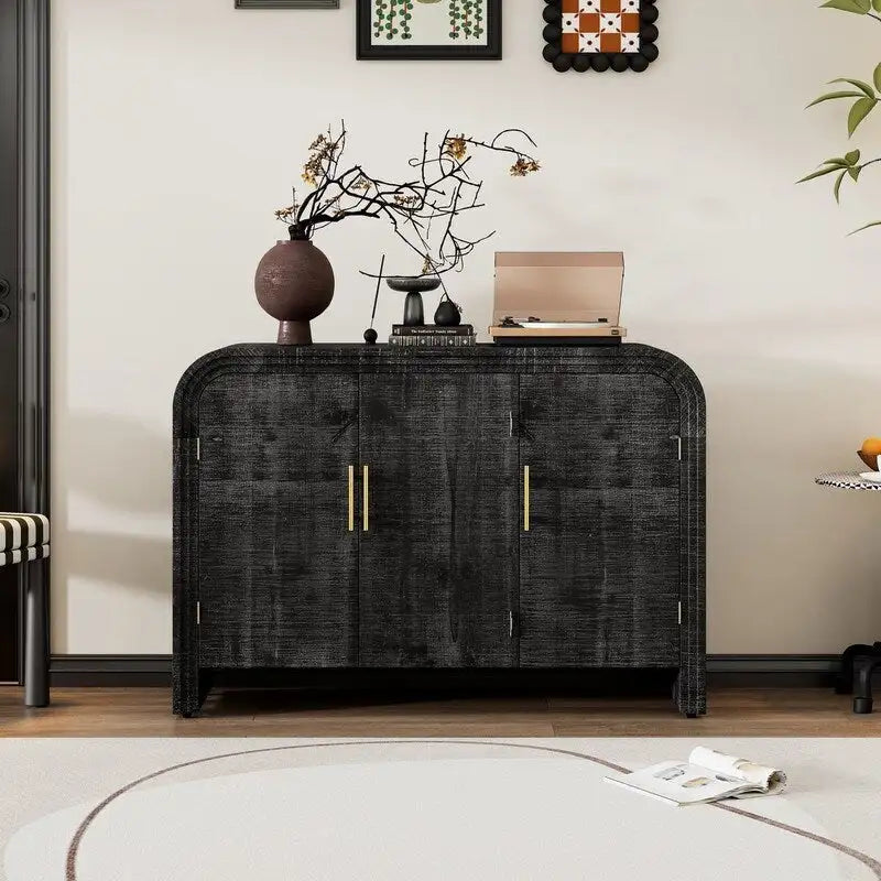 Buffet de 120 cm de large avec poignées dorées et séparateurs réglables - N/A