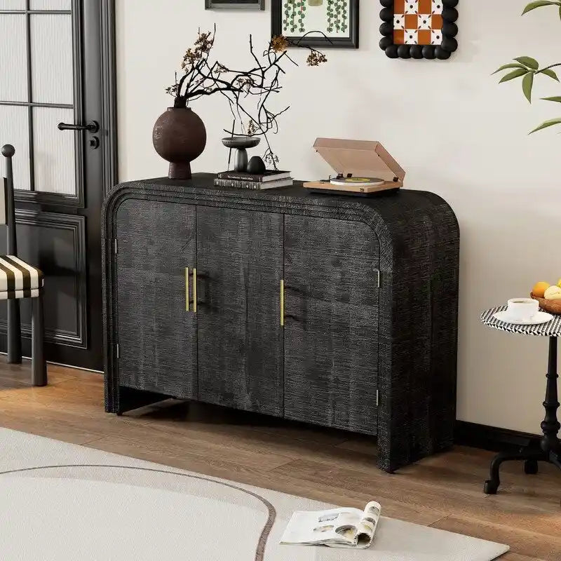 Buffet de 120 cm de large avec poignées dorées et séparateurs réglables - N/A