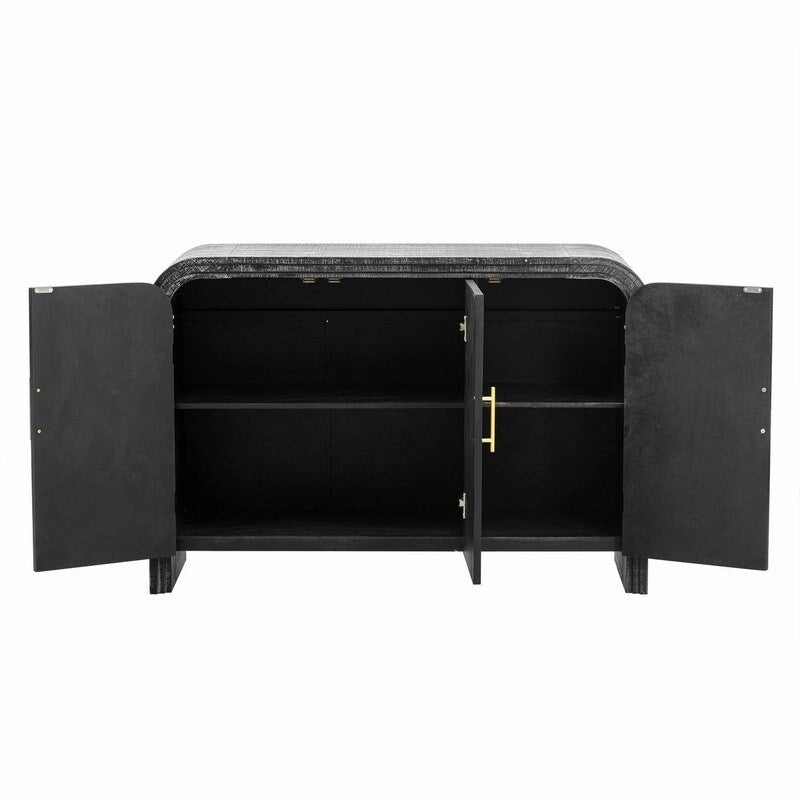 Buffet de 120 cm de large avec poignées dorées et séparateurs réglables - N/A