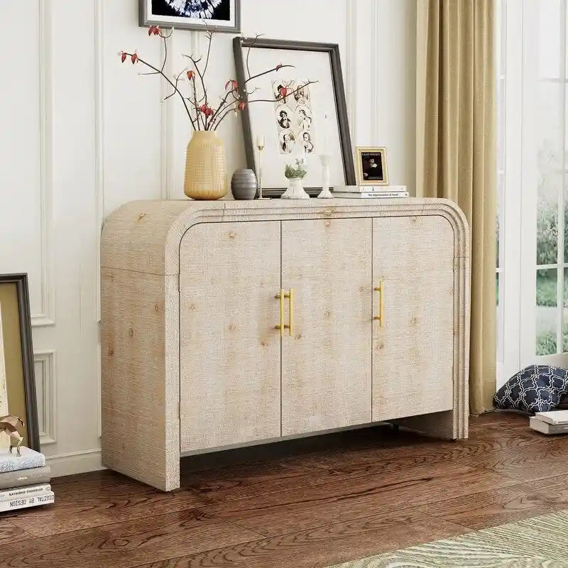 Buffet de 120 cm de large avec poignées dorées et séparateurs réglables - N/A