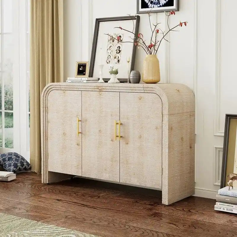 Buffet de 120 cm de large avec poignées dorées et séparateurs réglables - N/A