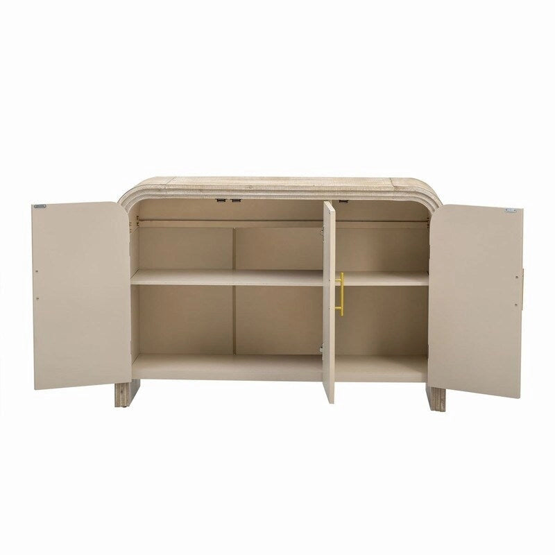 Buffet de 120 cm de large avec poignées dorées et séparateurs réglables - N/A