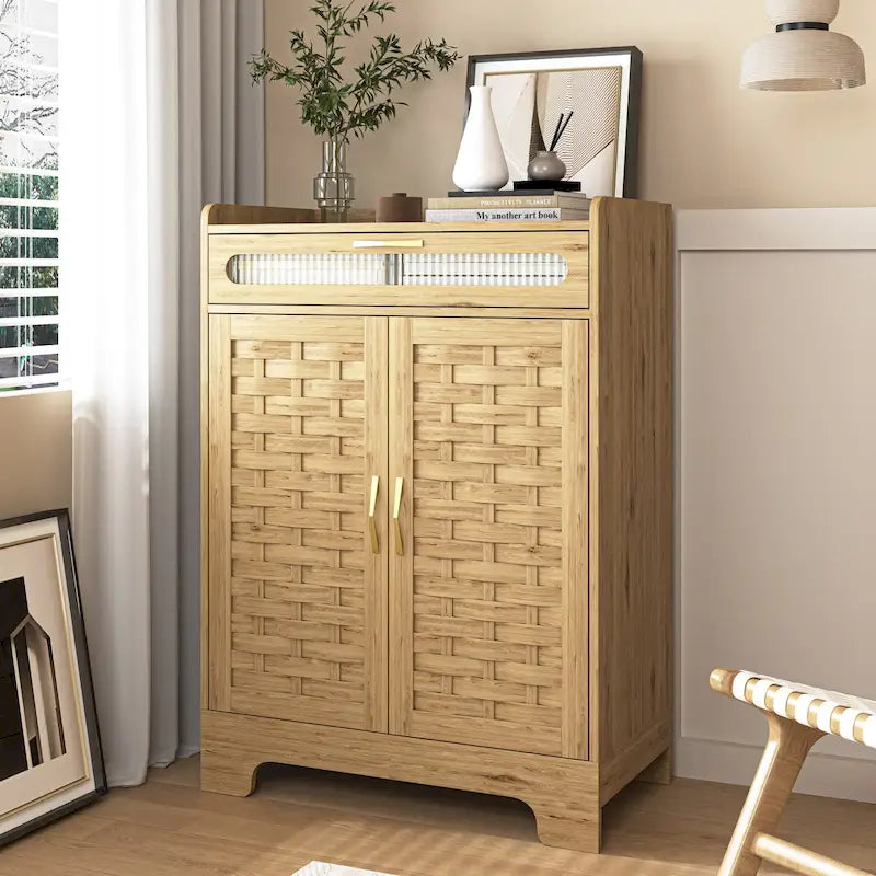 Meuble de bar à café, buffet de style fermier moderne avec tiroir et étagère réglable, meuble de rangement avec porte de grange