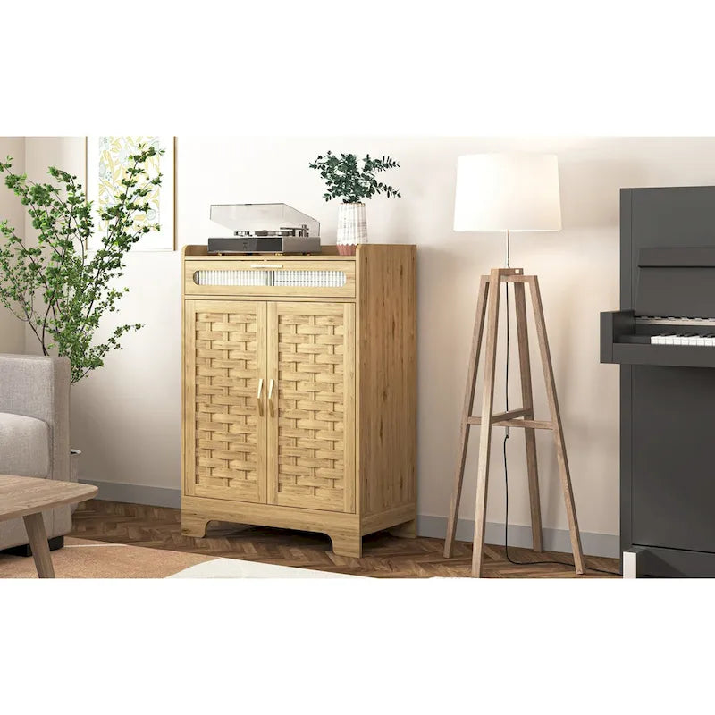 Meuble de bar à café, buffet de style fermier moderne avec tiroir et étagère réglable, meuble de rangement avec porte de grange