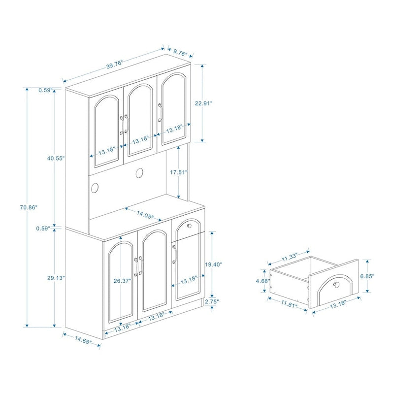Meuble de rangement pour garde-manger de cuisine avec comptoir pour micro-ondes