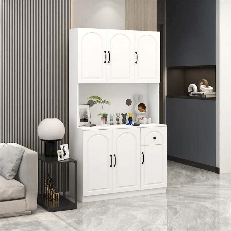 Meuble de rangement pour garde-manger de cuisine avec comptoir pour micro-ondes