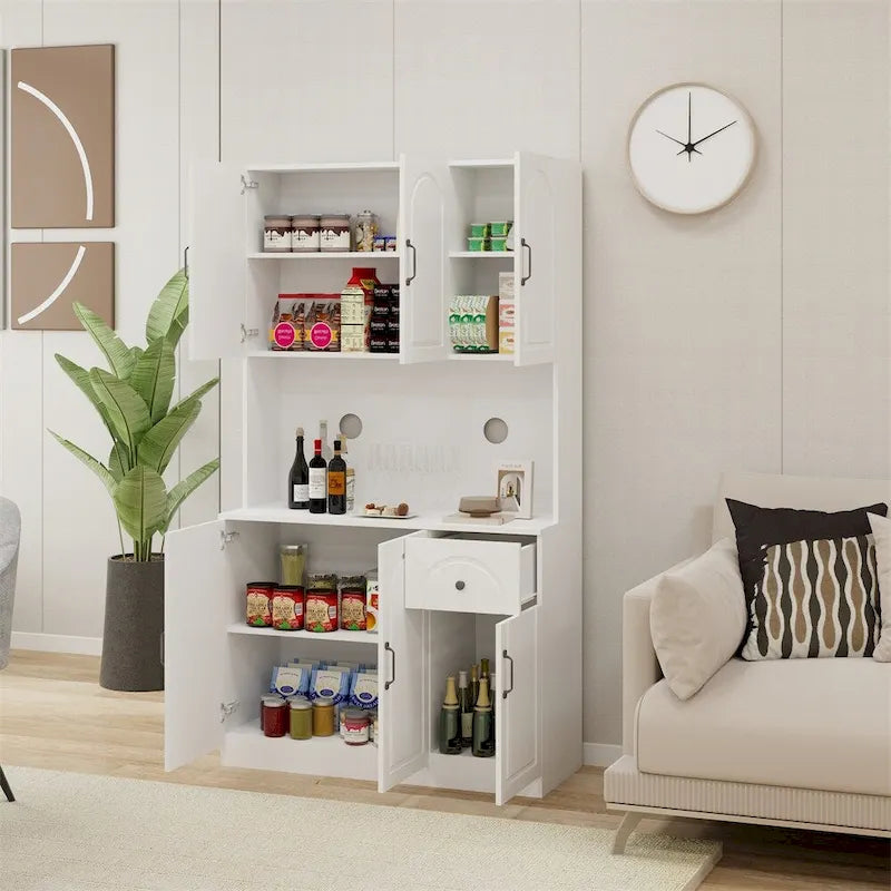 Meuble de rangement pour garde-manger de cuisine avec comptoir pour micro-ondes