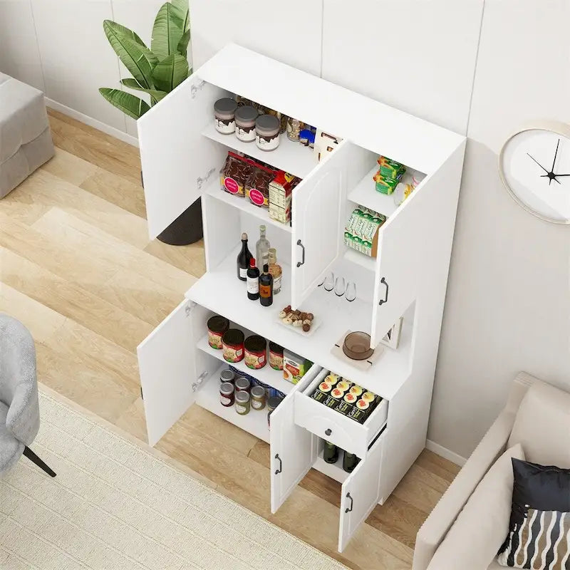 Meuble de rangement pour garde-manger de cuisine avec comptoir pour micro-ondes