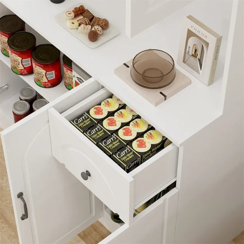 Meuble de rangement pour garde-manger de cuisine avec comptoir pour micro-ondes