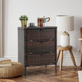 HOMEFUN Meuble de Rangement en Rotin avec 3 Tiroirs