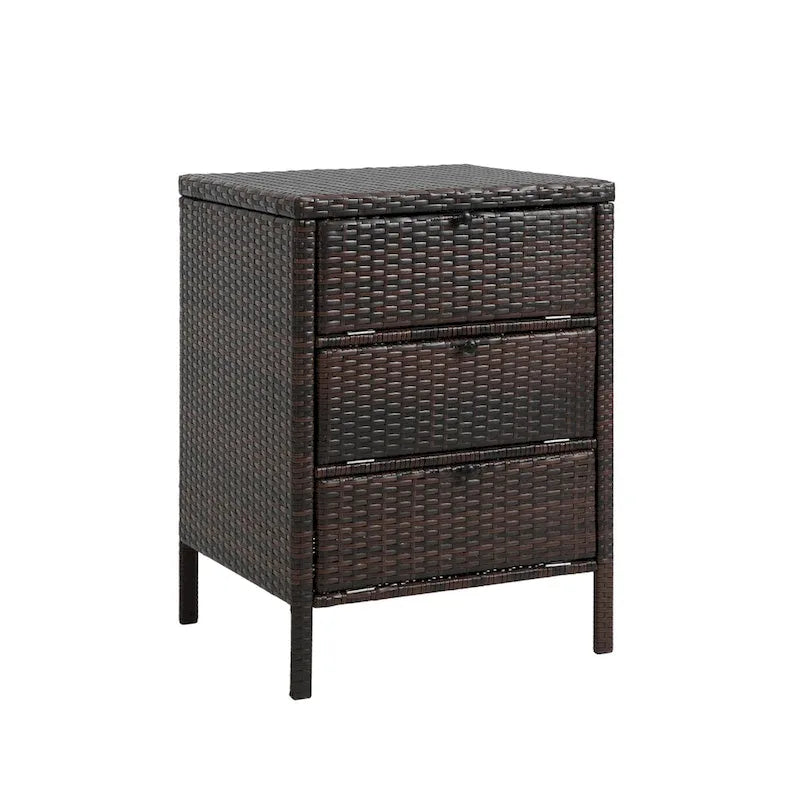 HOMEFUN Meuble de Rangement en Rotin avec 3 Tiroirs