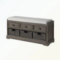 Banc de rangement en bois avec 3 tiroirs et 3 paniers