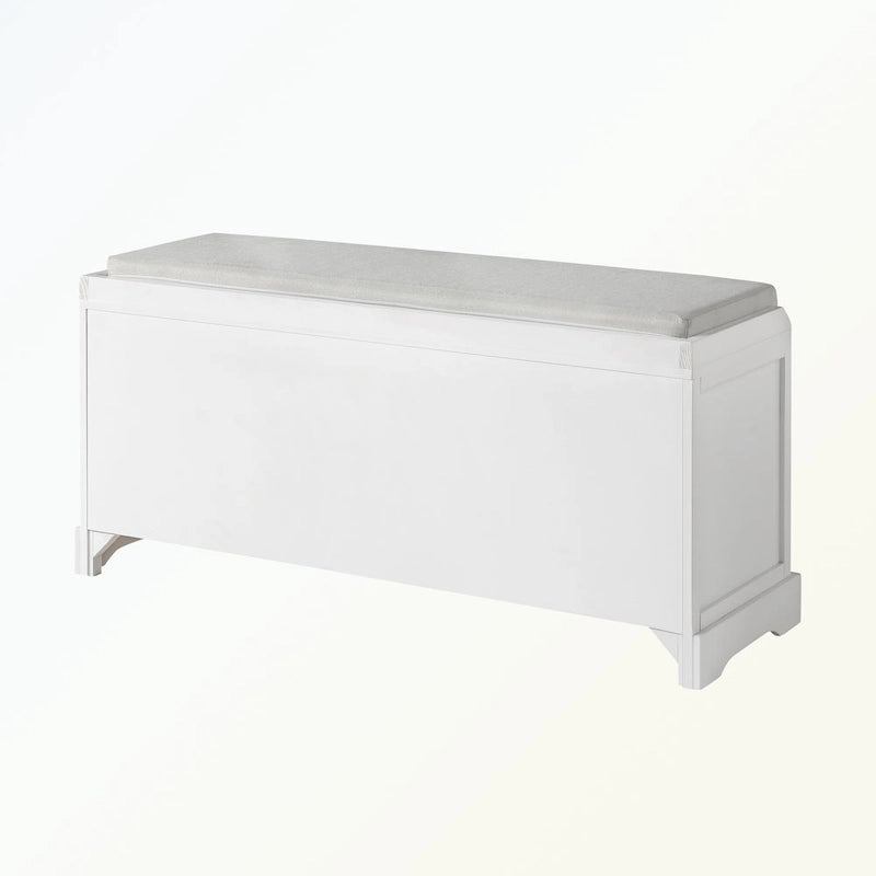 Banc de rangement en bois avec 3 tiroirs et 3 paniers