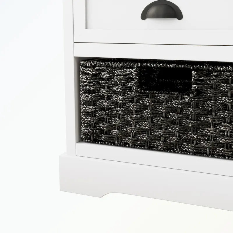 Banc de rangement en bois avec 3 tiroirs et 3 paniers