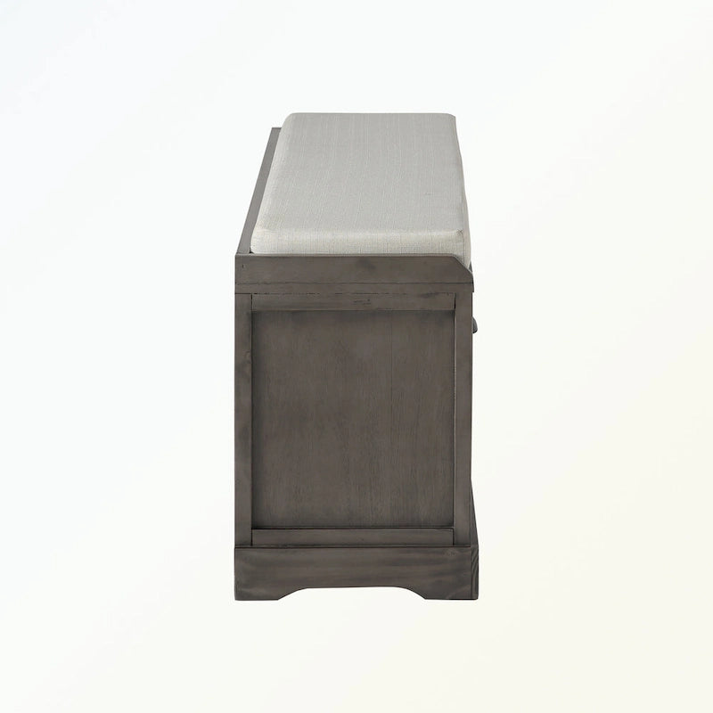 Banc de rangement en bois avec 3 tiroirs et 3 paniers