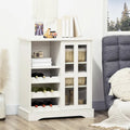 HOMCOM Buffet moderne, buffet de cuisine avec casiers à vin, porte coulissante en verre, étagères de rangement pour salon