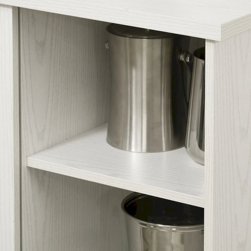 HOMCOM Buffet moderne, buffet de cuisine avec casiers à vin, porte coulissante en verre, étagères de rangement pour salon