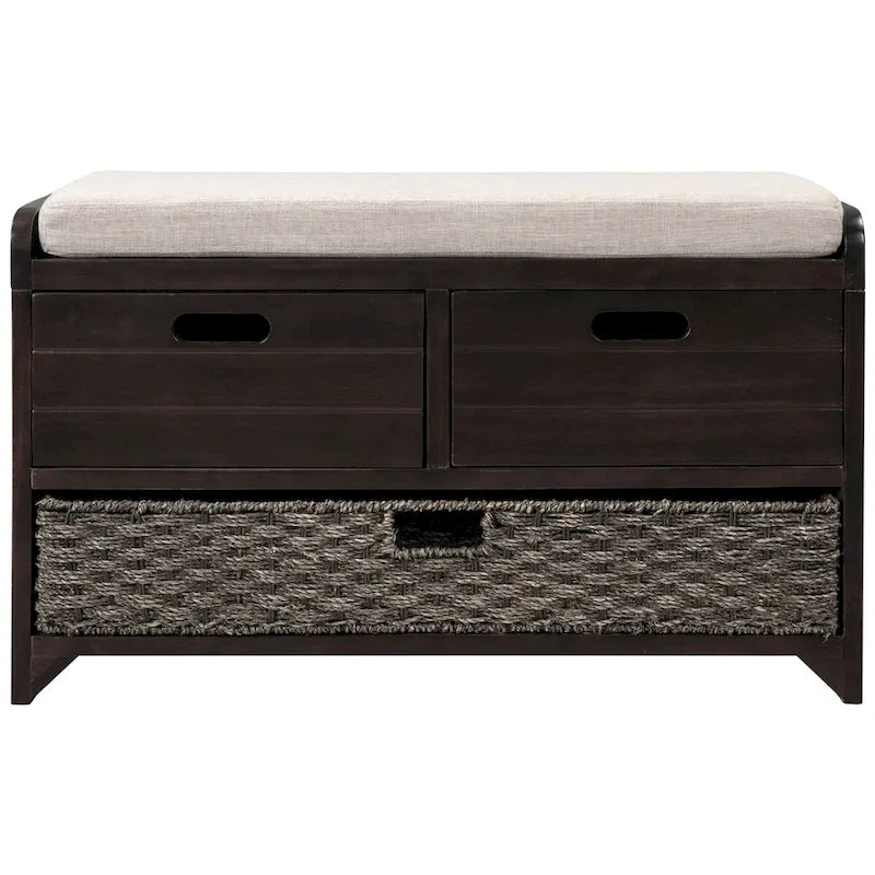 Banc de rangement en bois avec 2 paniers tressés par Harper&Bright Designs