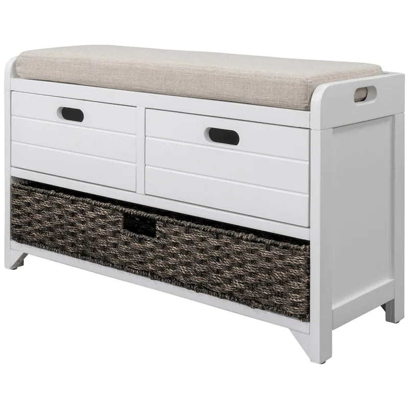 Banc de rangement en bois avec 2 paniers tressés par Harper&Bright Designs