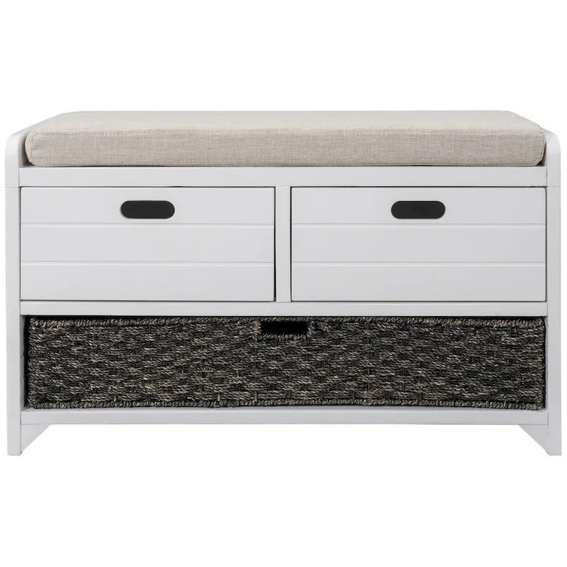 Banc de rangement en bois avec 2 paniers tressés par Harper&Bright Designs