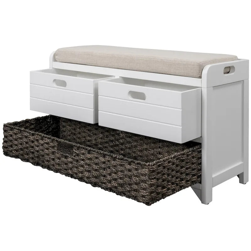 Banc de rangement en bois avec 2 paniers tressés par Harper&Bright Designs