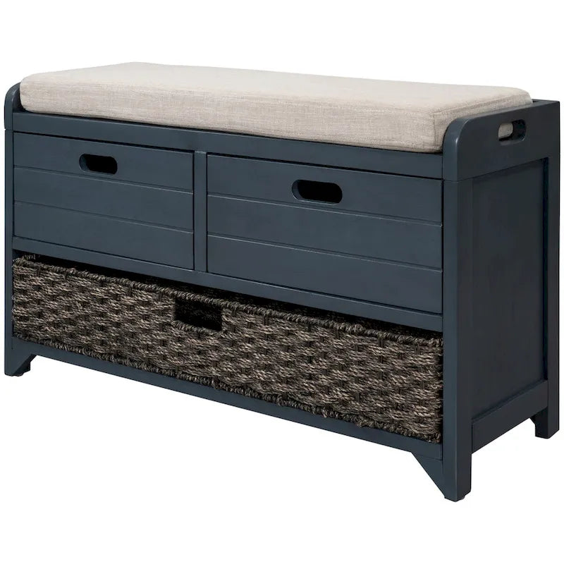 Banc de rangement en bois avec 2 paniers tressés par Harper&Bright Designs