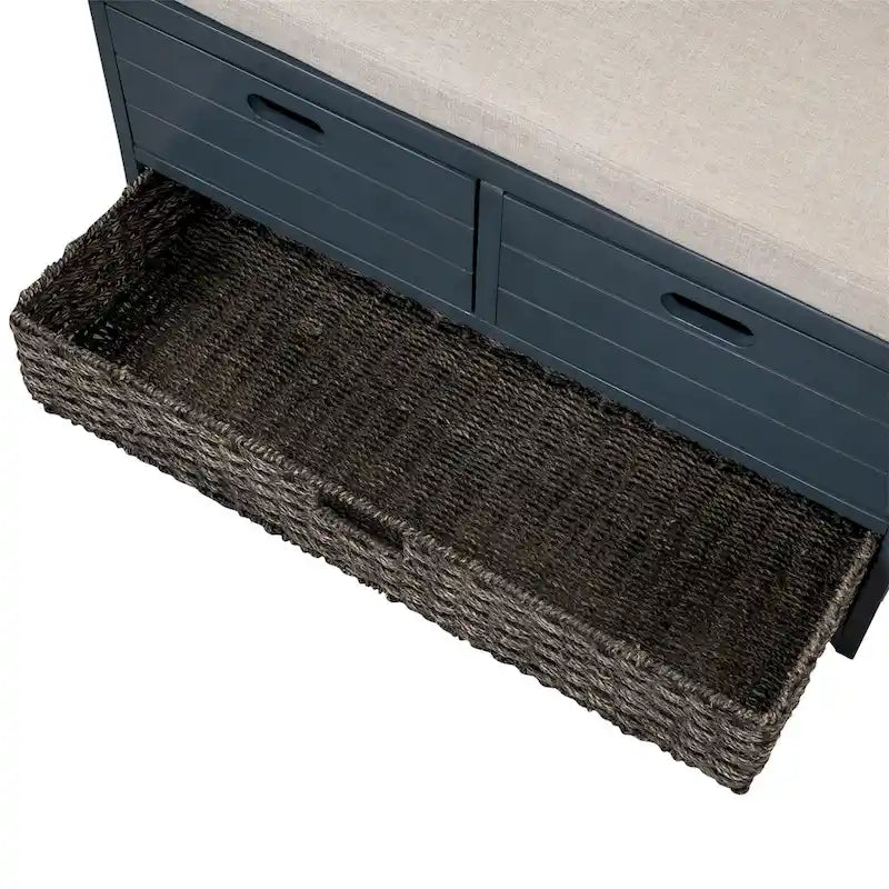 Banc de rangement en bois avec 2 paniers tressés par Harper&Bright Designs