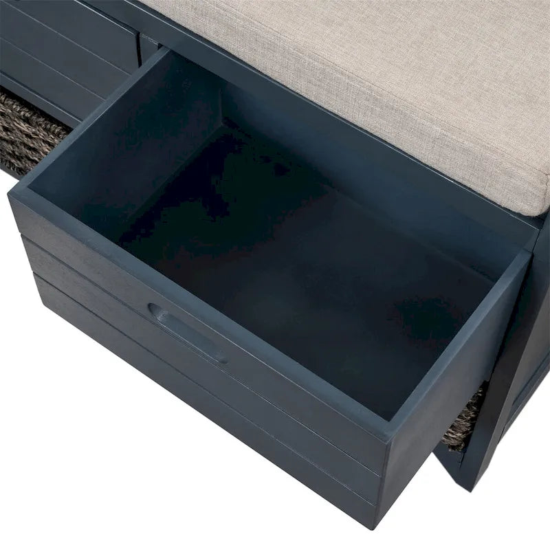 Banc de rangement en bois avec 2 paniers tressés par Harper&Bright Designs