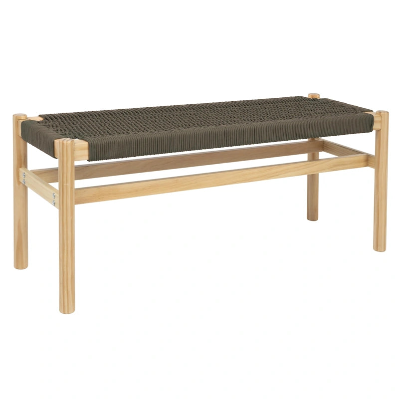 Banc d'entrée en bois massif et corde tressée Fernway - 43,3L x 15,0l x 18,0H