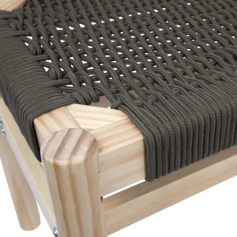 Banc d'entrée en bois massif et corde tressée Fernway - 43,3L x 15,0l x 18,0H