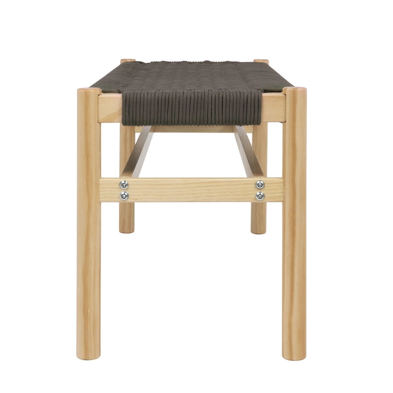 Banc d'entrée en bois massif et corde tressée Fernway - 43,3L x 15,0l x 18,0H