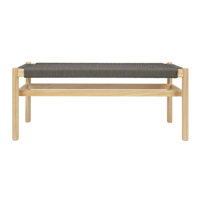 Banc d'entrée en bois massif et corde tressée Fernway - 43,3L x 15,0l x 18,0H