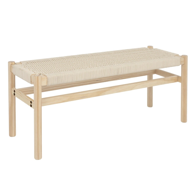 Banc d'entrée en bois massif et corde tressée Fernway - 43,3L x 15,0l x 18,0H