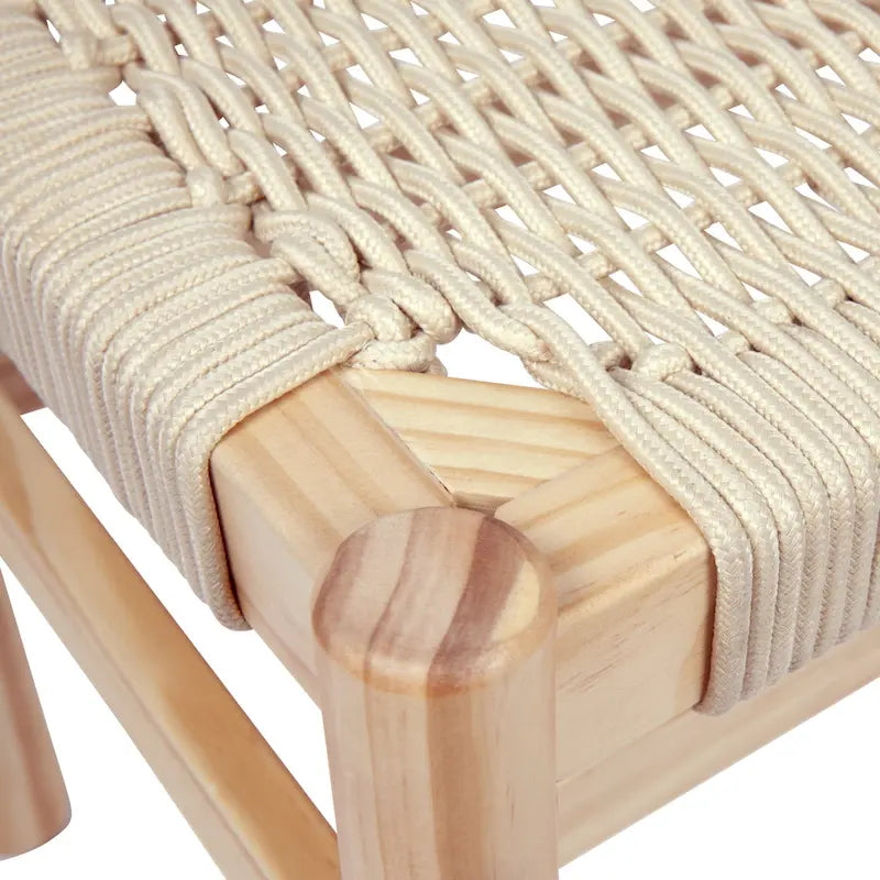 Banc d'entrée en bois massif et corde tressée Fernway - 43,3L x 15,0l x 18,0H