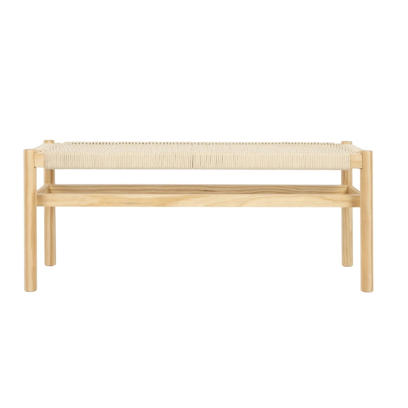 Banc d'entrée en bois massif et corde tressée Fernway - 43,3L x 15,0l x 18,0H
