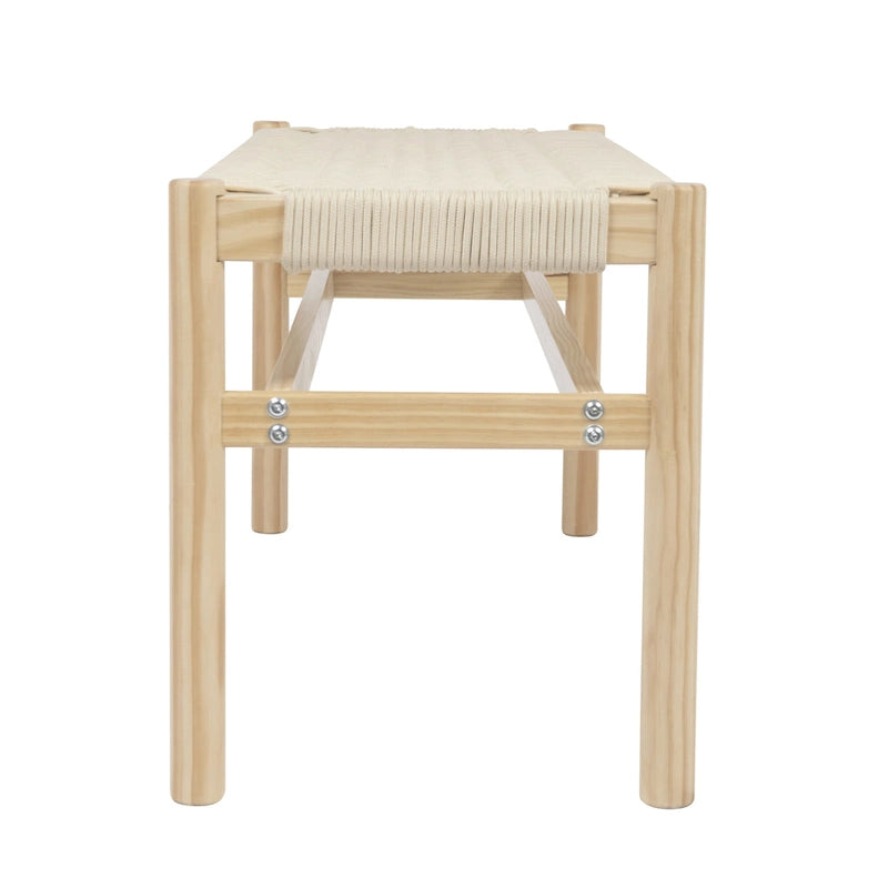 Banc d'entrée en bois massif et corde tressée Fernway - 43,3L x 15,0l x 18,0H