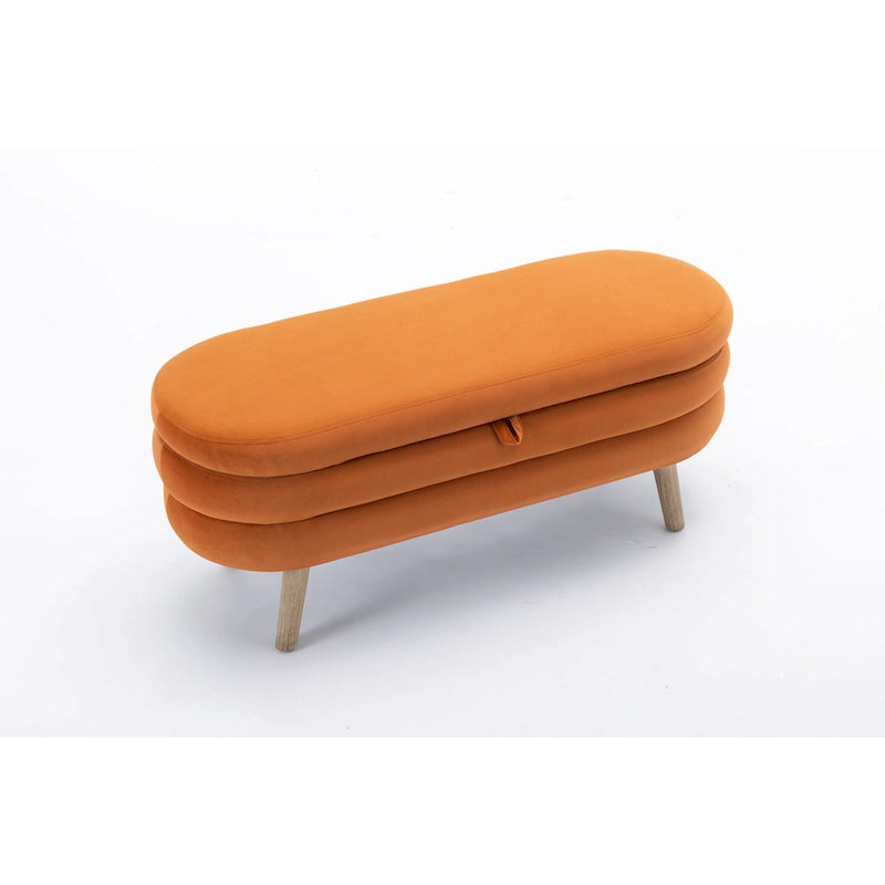 Banc de rangement pour chambre à coucher avec pieds en bois