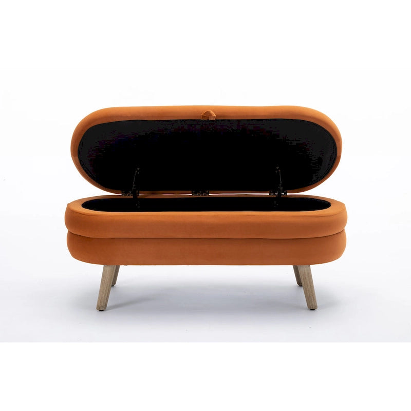 Banc de rangement pour chambre à coucher avec pieds en bois