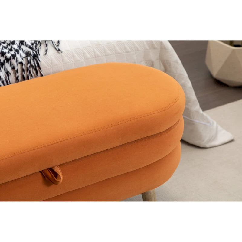 Banc de rangement pour chambre à coucher avec pieds en bois