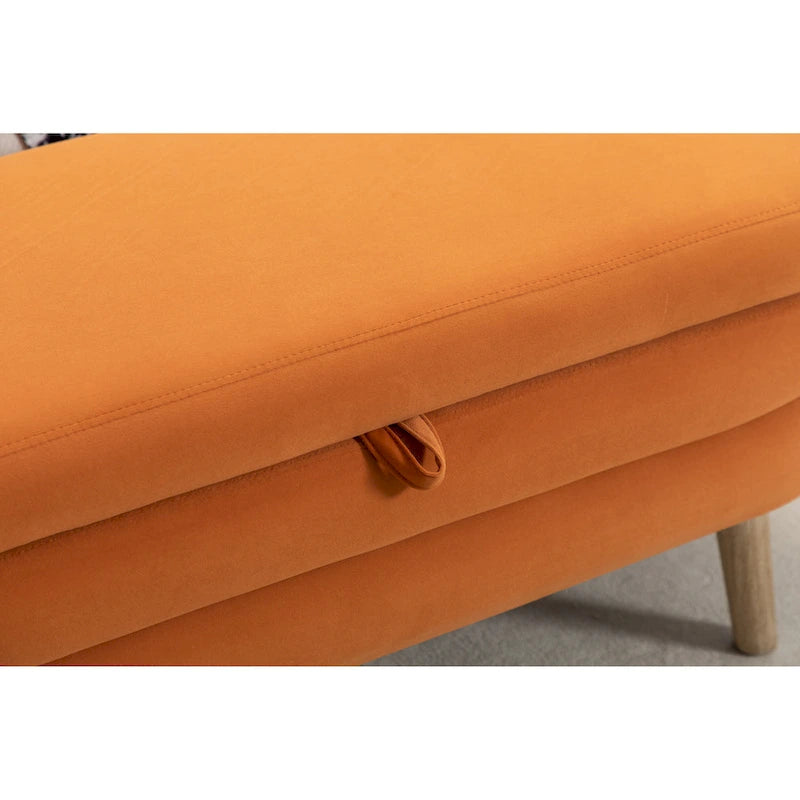 Banc de rangement pour chambre à coucher avec pieds en bois