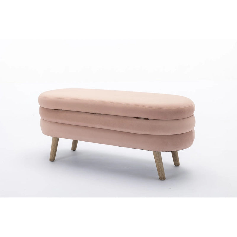 Banc de rangement pour chambre à coucher avec pieds en bois
