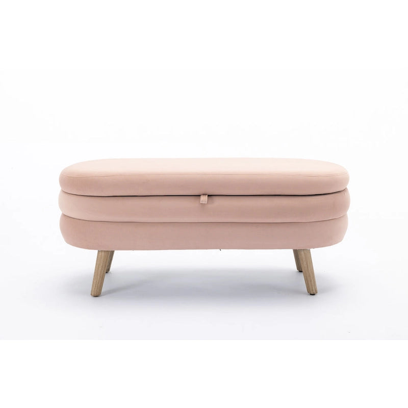 Banc de rangement pour chambre à coucher avec pieds en bois