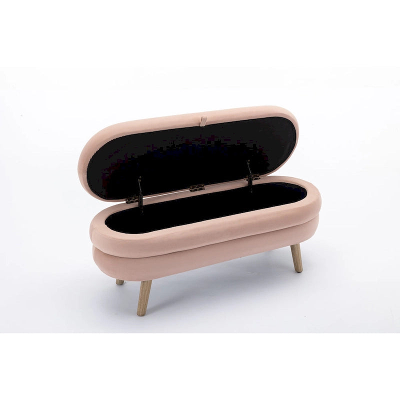 Banc de rangement pour chambre à coucher avec pieds en bois