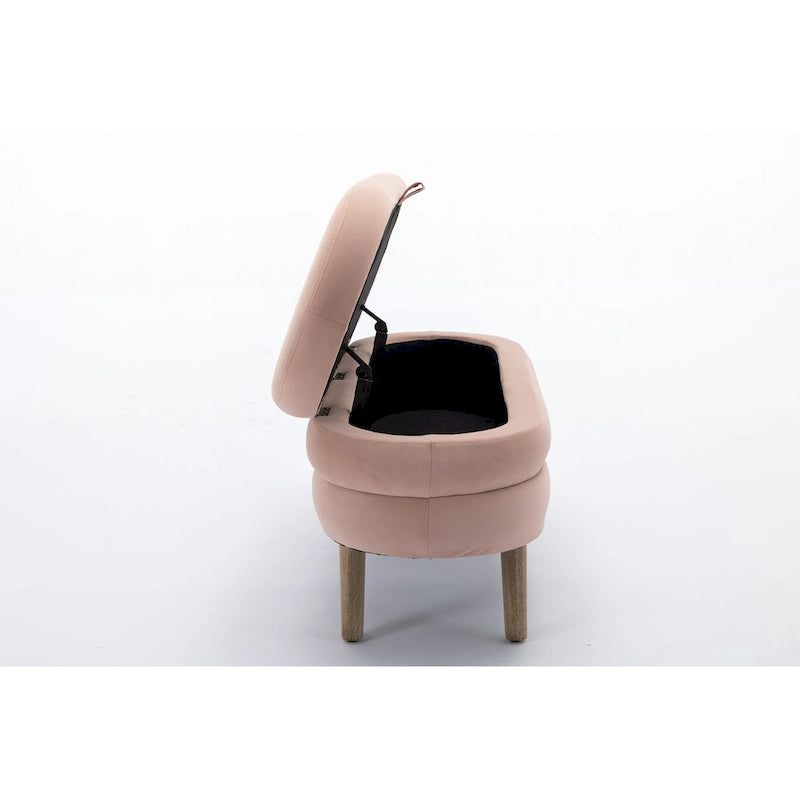 Banc de rangement pour chambre à coucher avec pieds en bois