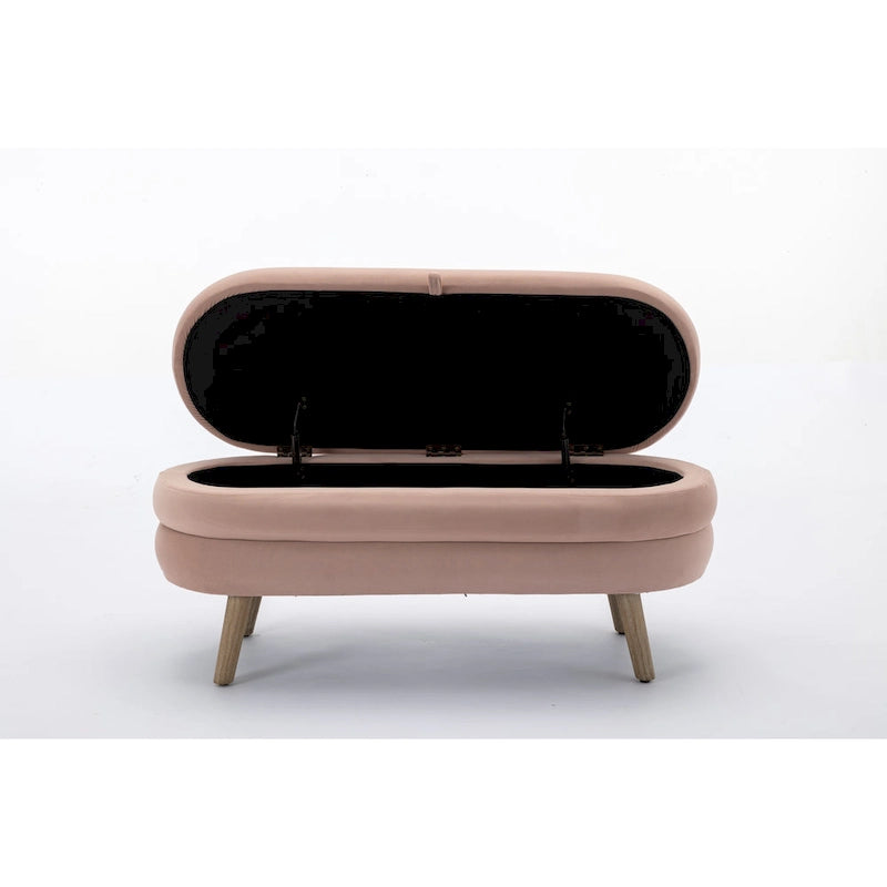 Banc de rangement pour chambre à coucher avec pieds en bois
