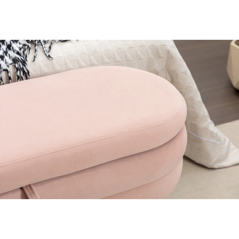 Banc de rangement pour chambre à coucher avec pieds en bois