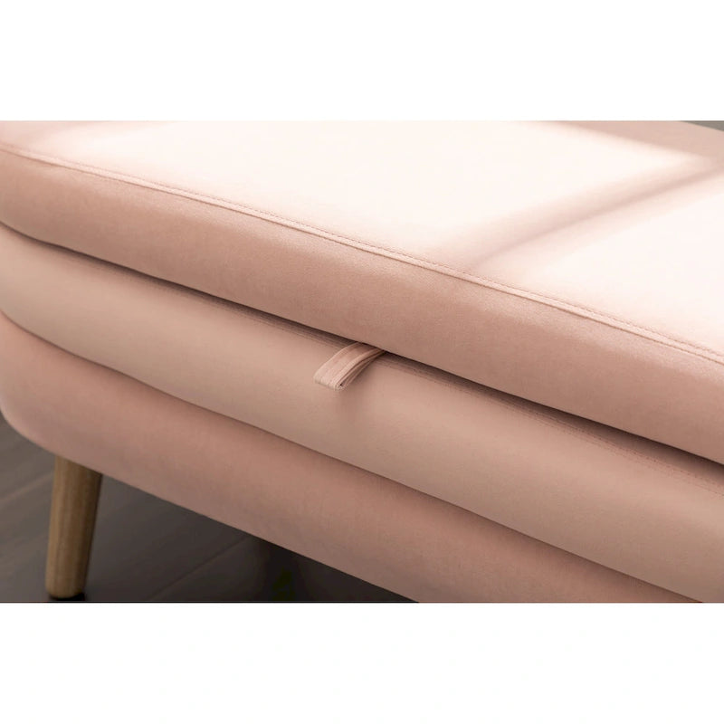Banc de rangement pour chambre à coucher avec pieds en bois