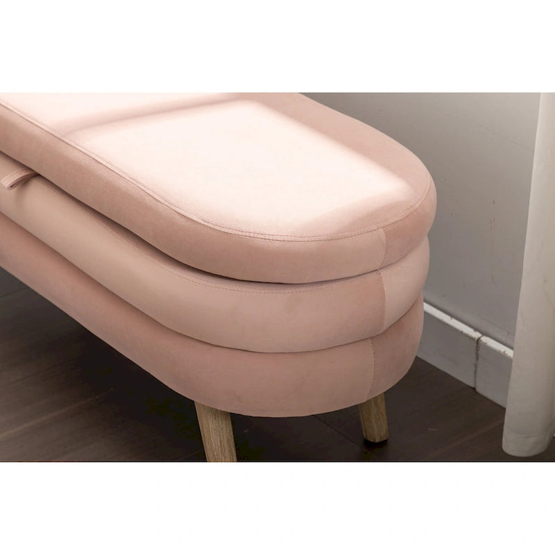 Banc de rangement pour chambre à coucher avec pieds en bois