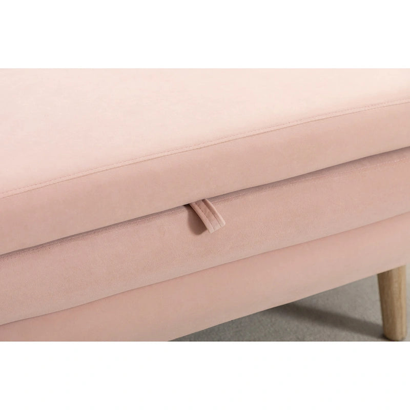 Banc de rangement pour chambre à coucher avec pieds en bois