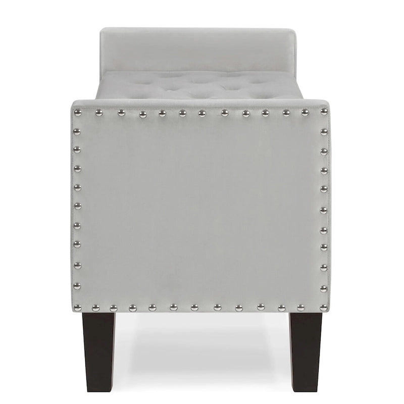 Banc de rangement capitonné GEITIN avec boutons touffetés et garniture cloutée